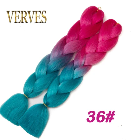 VERVES плетеные волосы, 1 шт., 24 дюйма, вязанные крючком огромные косички, 100 г/шт., синтетические, Омбре, Жаростойкие Волокна, волосы для наращивания, розовые - Цвет: #3