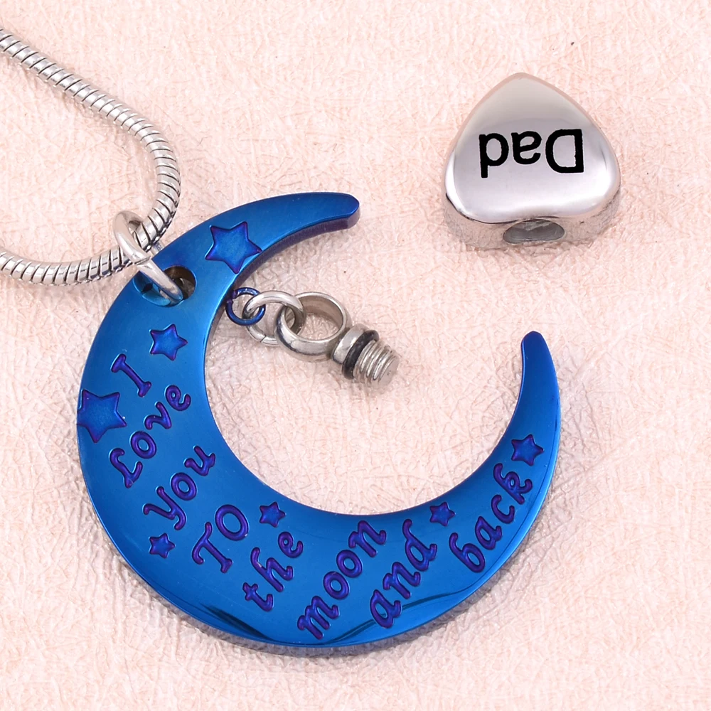 IJD9470 I Love You To The Moon And Back урна в виде сердца ожерелье для папы из нержавеющей стали |