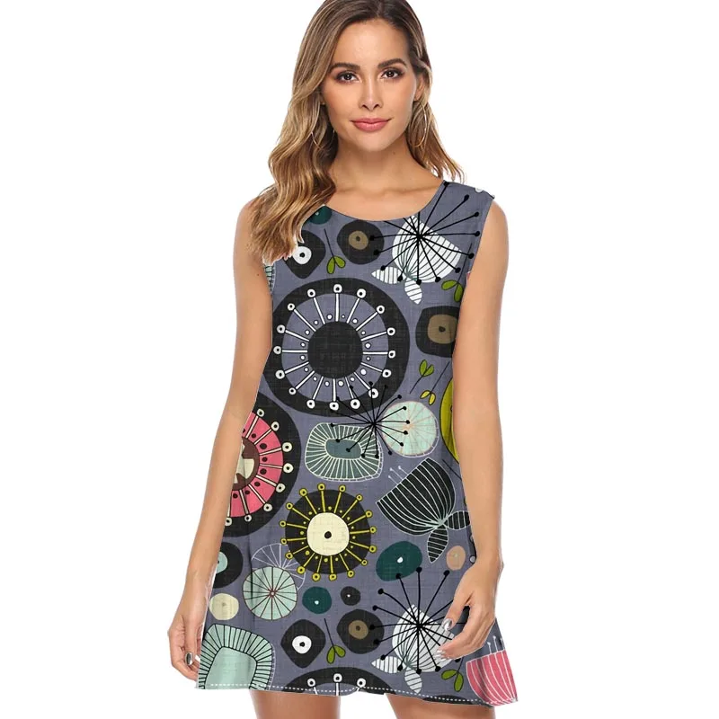 

BOHEMIAN HYGGE MANDALA women party printed casual mini dress for women summer Sleeveless sexy Short fashion dress Female