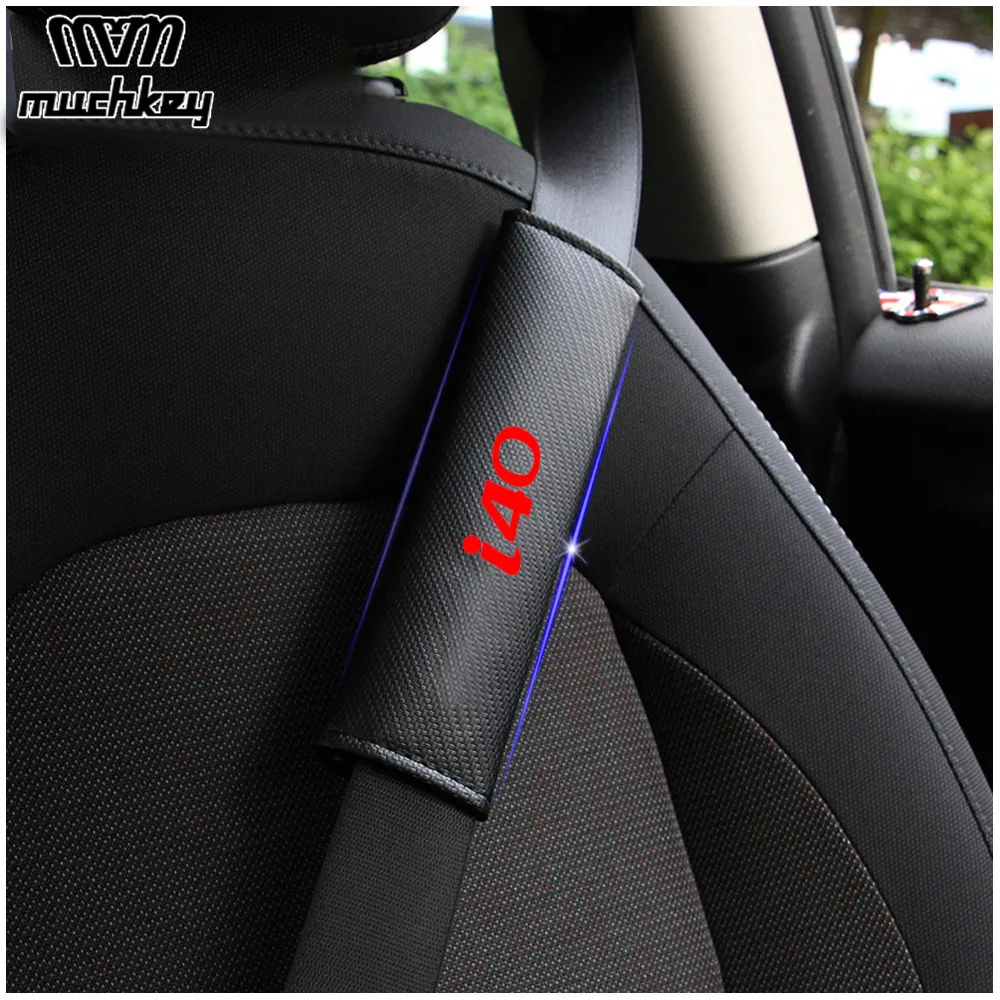 

For Hyundai I40 Car Seat Belt Shoulder Strap Protect Pads Cover No Slip No Rubbing Soft Comfort 2Pcs Red Blue White