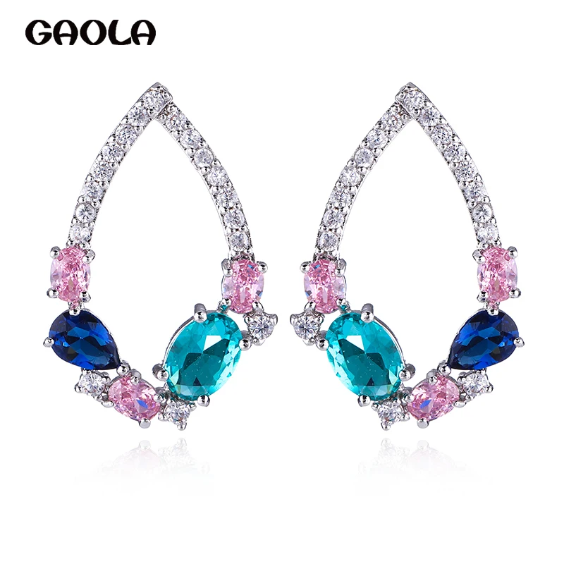 

GAOLA New Design Simple Cubic Zirconia Waterdrop Stud Earrings Wedding Jewelry GLE9082
