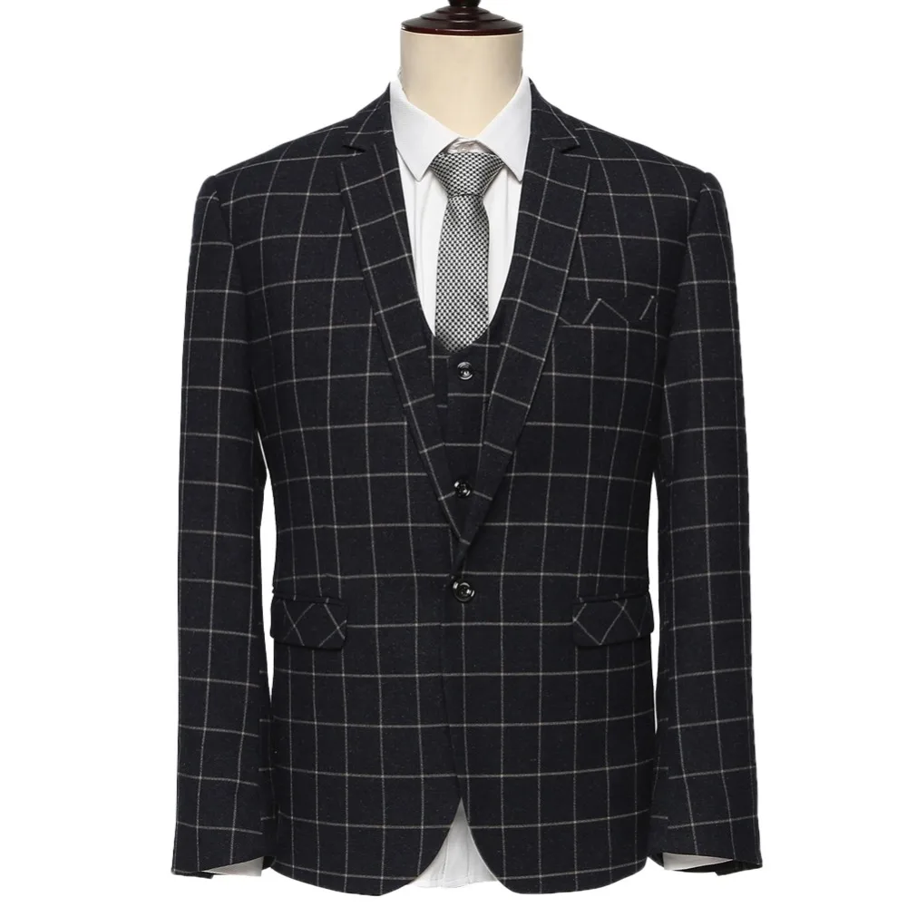 (Куртки + брюки жилеты) 2015 новое поступление черные клетчатые и Синие Клетчатые