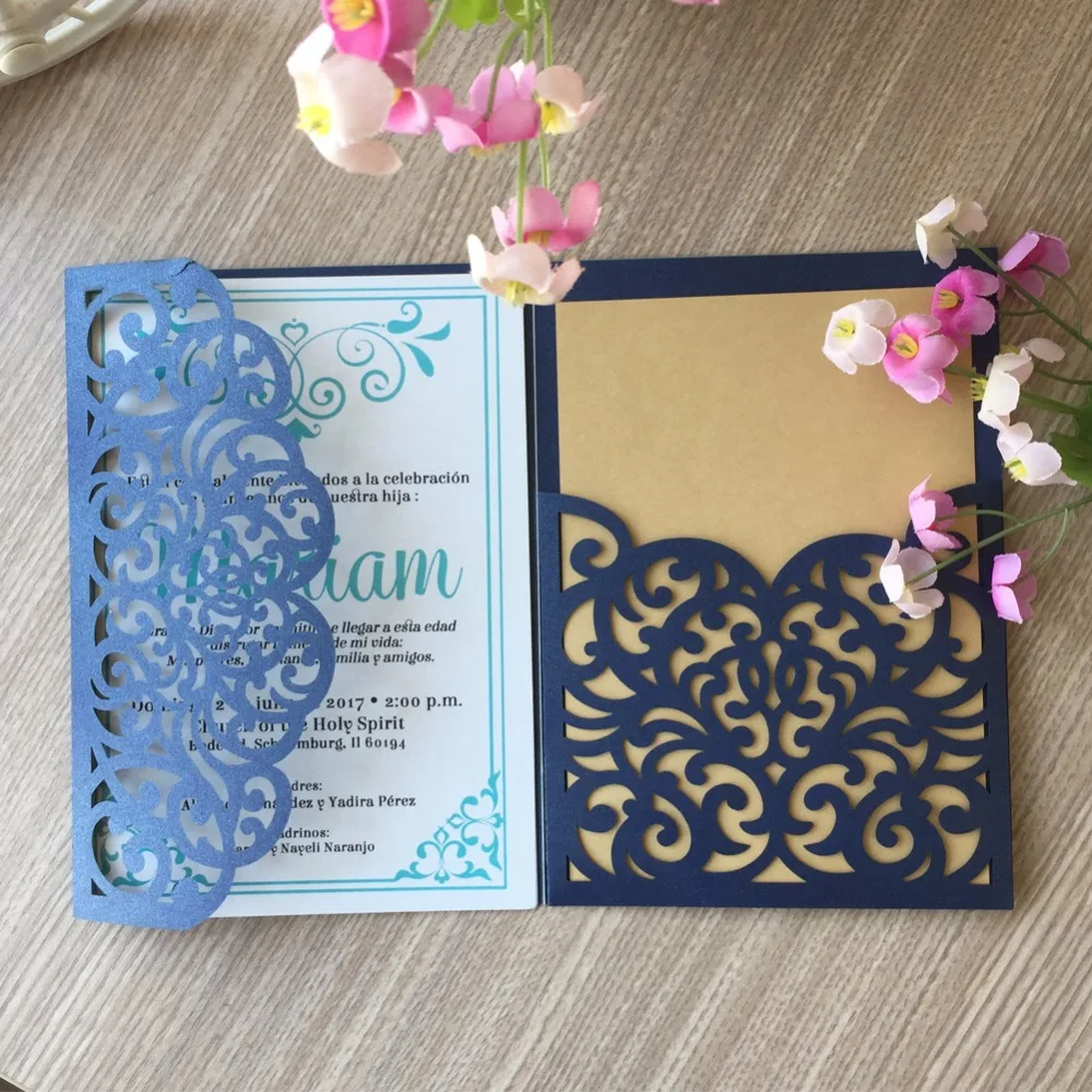 

40pcs/Lot Luxury Romantic Unique Design Wedding Invitation Card Laser Cut Invitation Cards RSVP Cards