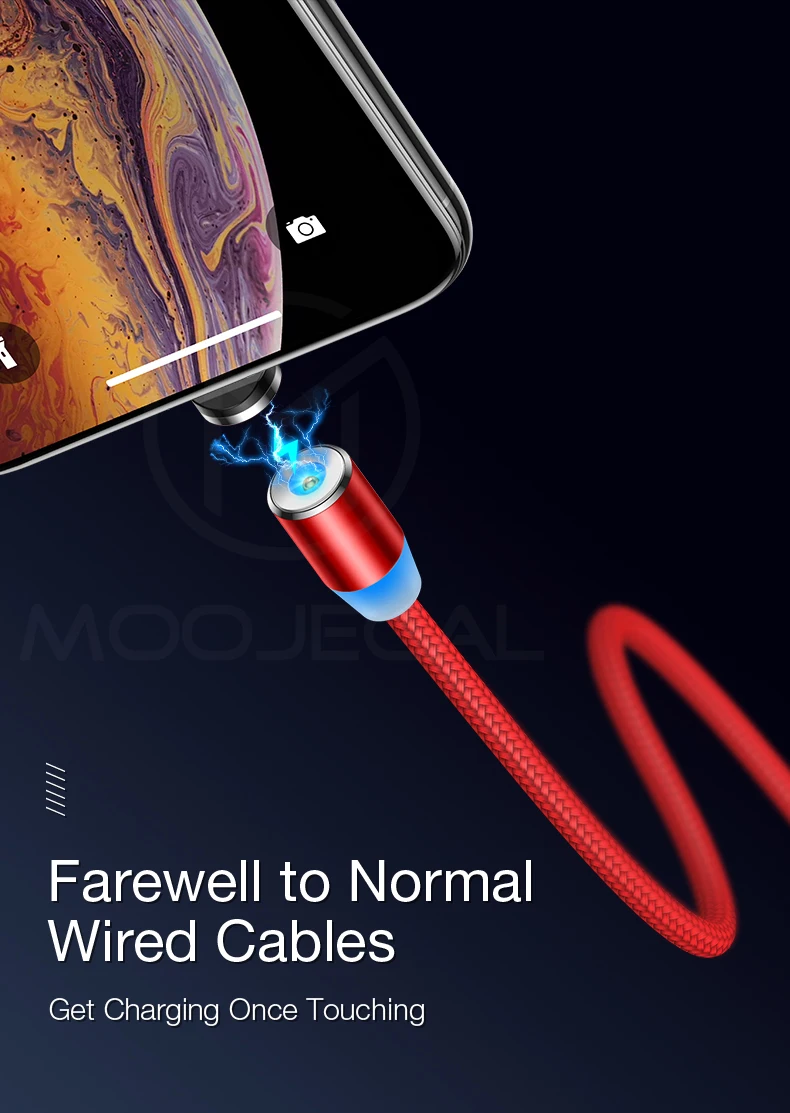 MOOJECAL 2.4A USB кабель для iPhone кабель XS Max XR 8 7 6 S Plus iPad для Lightning Быстрая зарядка Магнитный кабель телефонный шнур для передачи данных