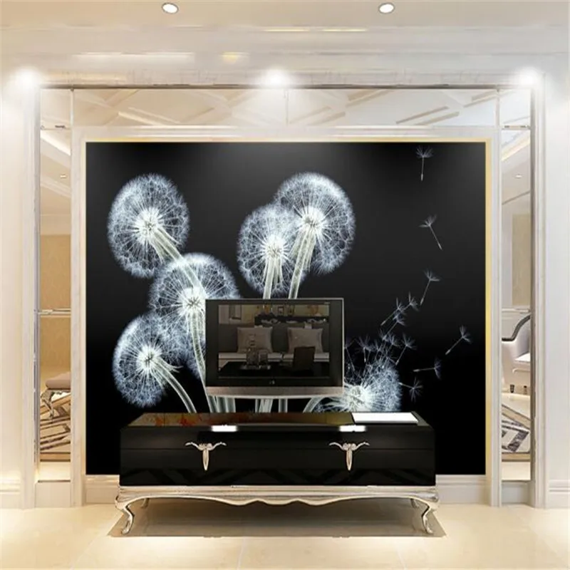 

Custom 3D Murals Wall Papers White Dandelion Wallpapers for Living Room Bedroom Home Decor Modern Luxury Miroir Murals Flowers