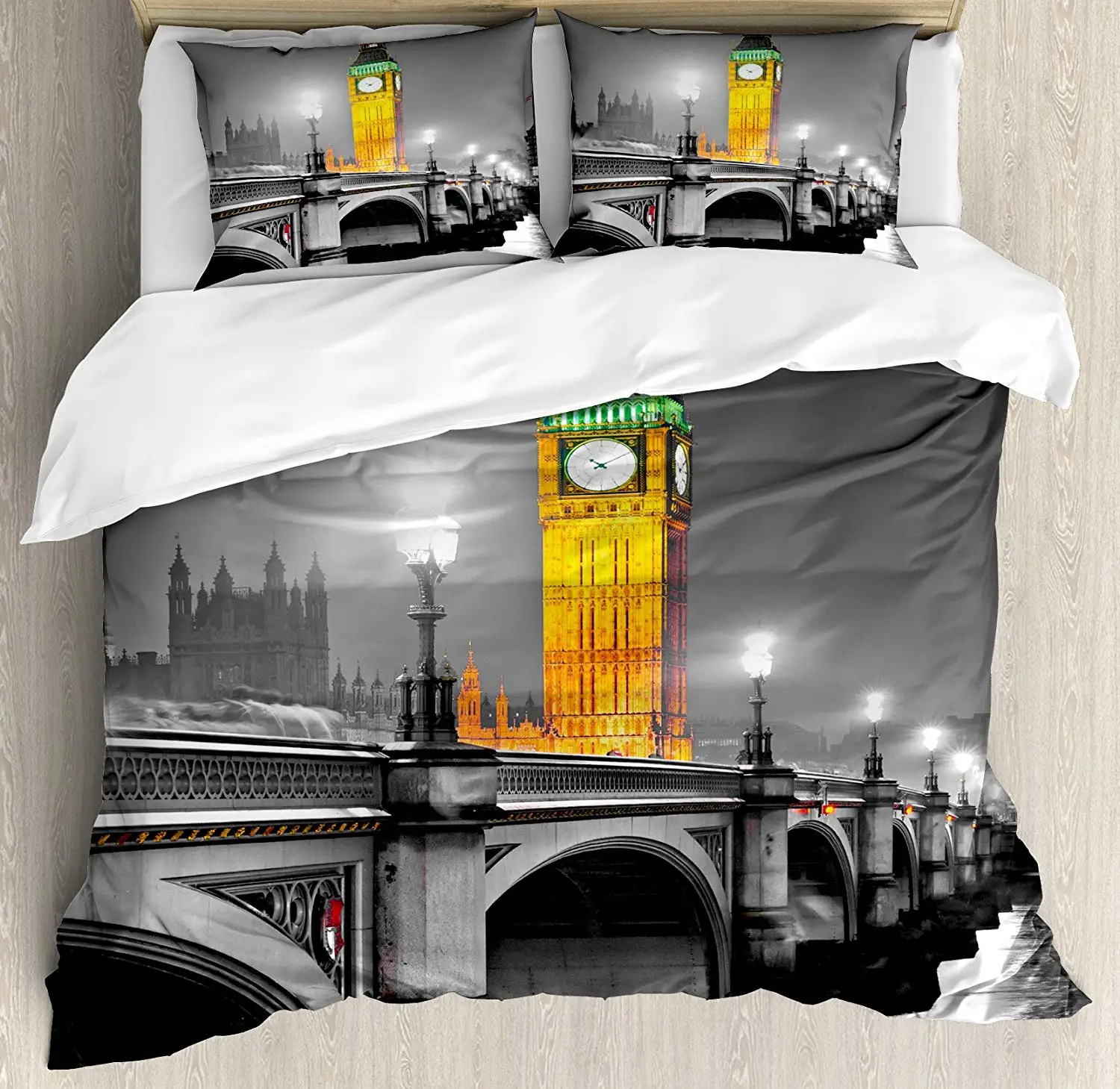 Набор пододеяльников в лондонском стиле King size The Big Ben Westminster мост ночное время