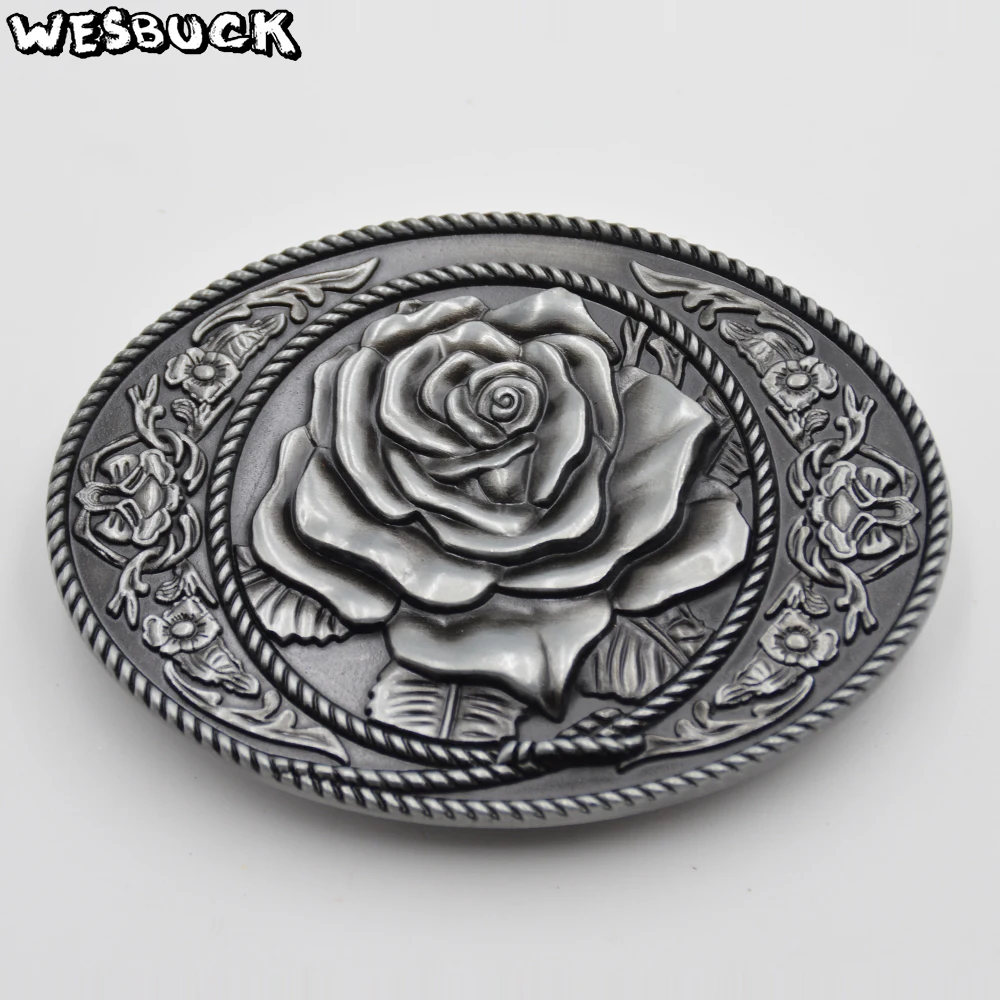 WesBuck Фирменная Пряжка Новинка Высокое качество 3D красные розы модная пряжка для