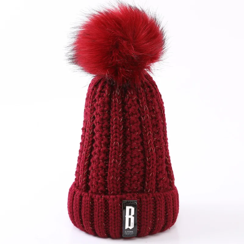 Бренд Nanci si, зимние шапки с помпонами, теплые шапки Skullies Beanies, вязаная шапка, шапка для женщин и девушек, повседневная двухслойная шапка Gorros - Цвет: NO 1