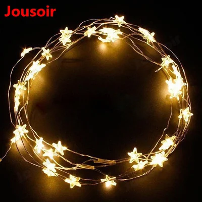 10PCS/Lot Light String 3m 30led Led copper wire string star flower shape light for christmas wedding warm white battery CD15 T01 | Лампы и