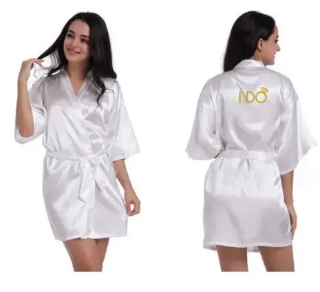 

Халат-кимоно для невесты, атласный с золотыми буквами