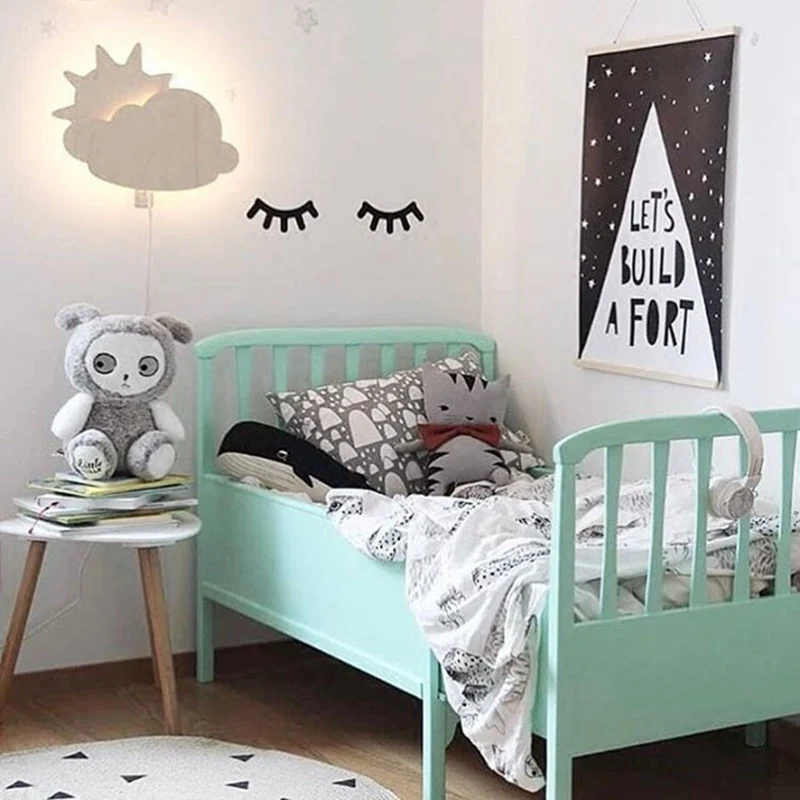 2PCS Wooden 3D Eyelash Wall Sticker Nordic Style Ornament For Children Baby Room Background Home Decoration | Дом и сад