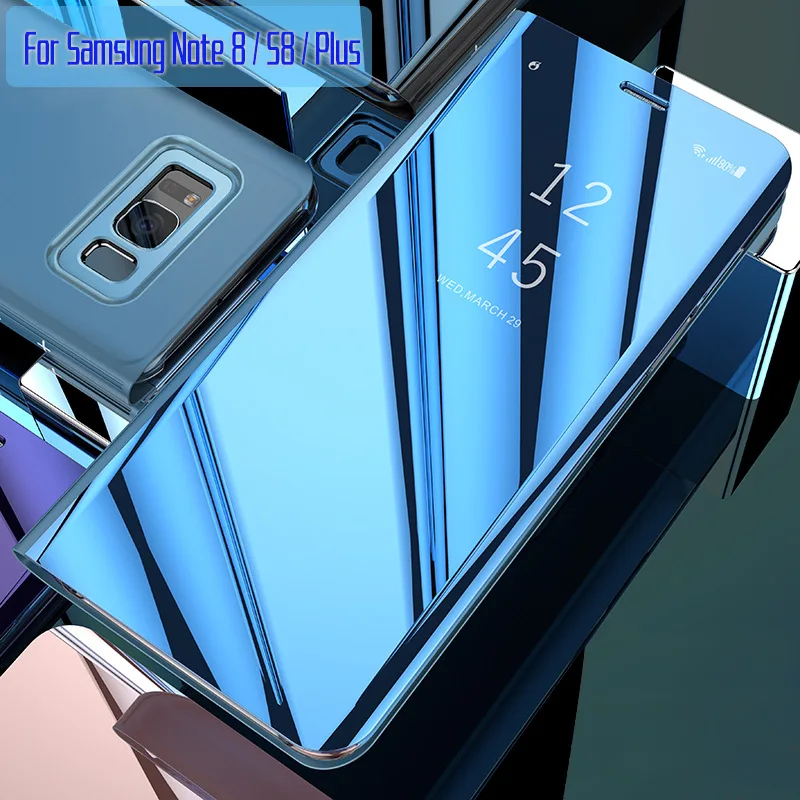 Зеркальная поверхность для Samsung S8 Plus S6 S7 Edge S9 чехол с откидной подставкой чехлы Note5