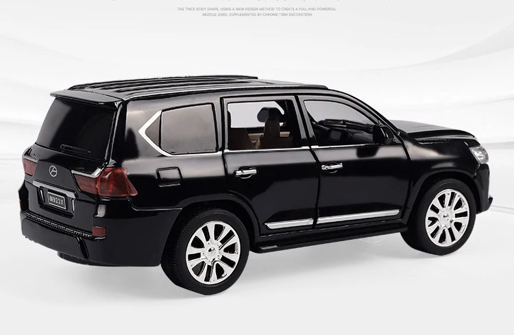 Горячая распродажа! 1:24 колеса toyota lexus LX570, роскошный внедорожник, металлическая модель, оттягивающие назад литые игрушки из сплава, автомобильный светильник со звуком
