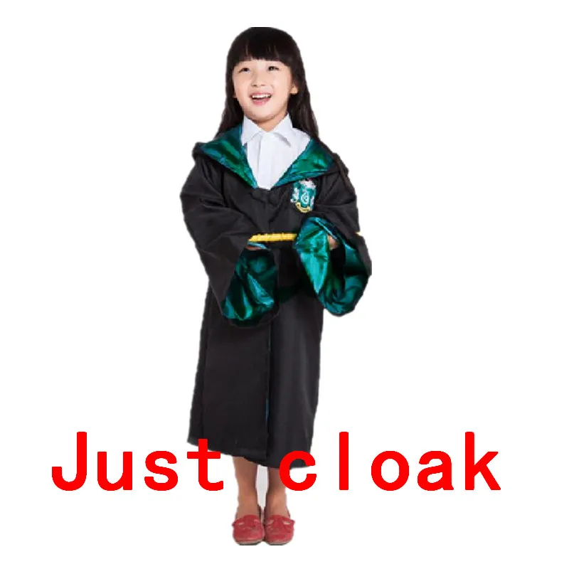 Kids Slytherin Халаты Галстуки шарфы шапка Гриффиндор Ravenclaw Слизерин Хаффлпафф костюмы для косплея плащи шарфы для взрослых детская одежда - Цвет: Kids Slytherin