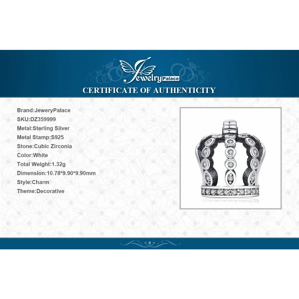 Jewelrypalace выдалбливают Корона жемчужный браслет 925 серебро|sterling silver charms|silver charmssilver