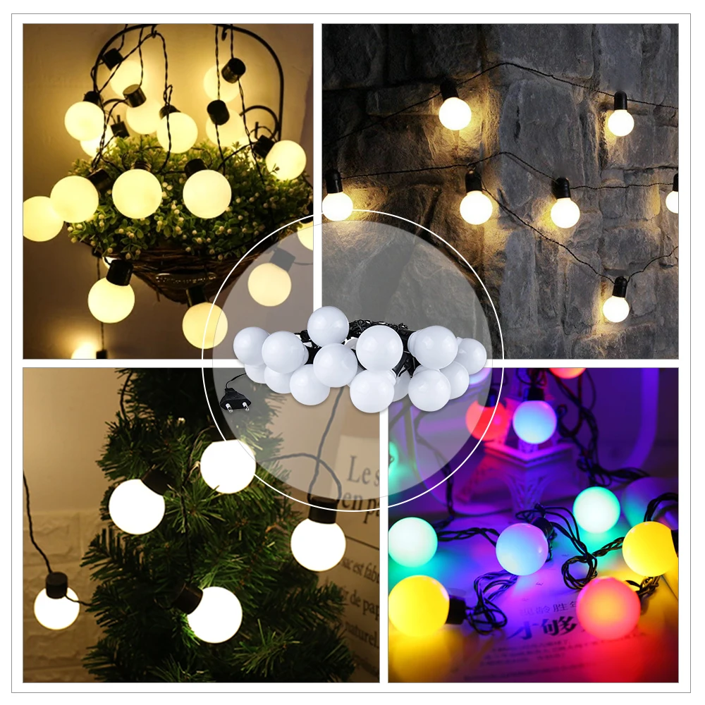 

RGB LED Bulb String Lights 5m 20 Bulbs Christmas String Lights Diode Garland Vintage G40 RGB Festoon Bulbs White/Warm White