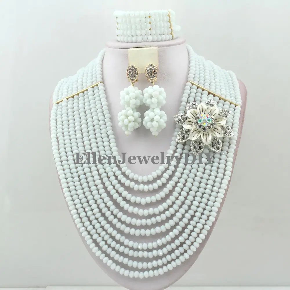 

Fashionable African style Crystal beaded necklace women Jewelry Set African nigerian Wedding bridal beads Jewelry Set W11813