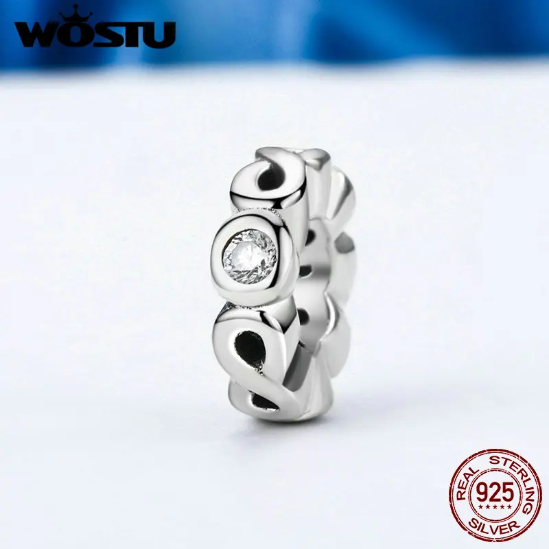 WOSTU, настоящее 925 пробы, серебряный, бесконечность, любовь, подвеска, подходит для оригинальных бусин, браслет, подлинные ювелирные изделия, подарок, FIC134