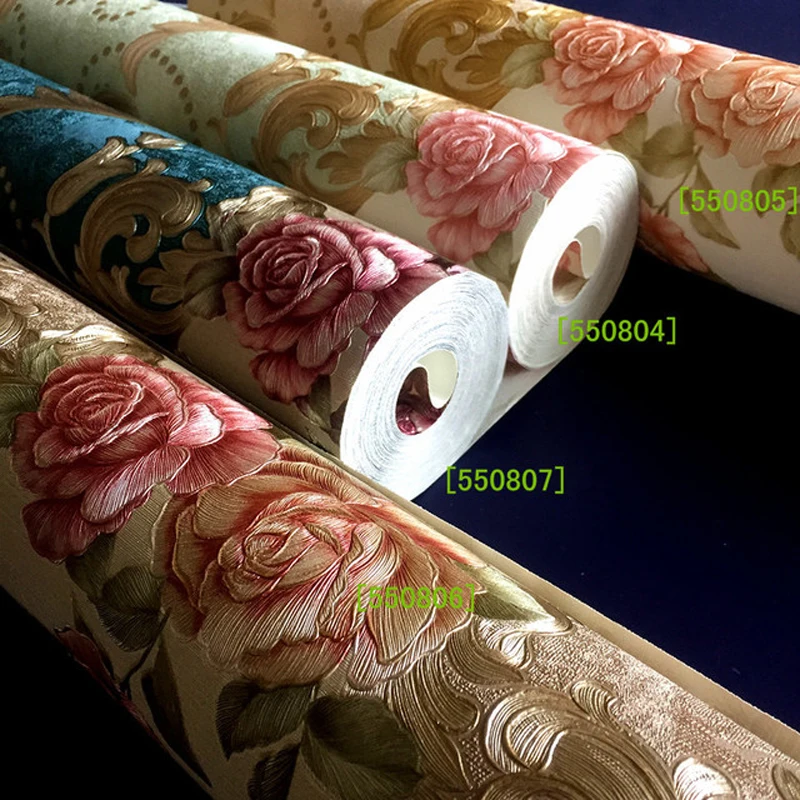 

Thickness European Florals PVC Wallpaper for Living Room Bedroom TV Background Vinyl Wall Paper Home Decor Embossed 3D