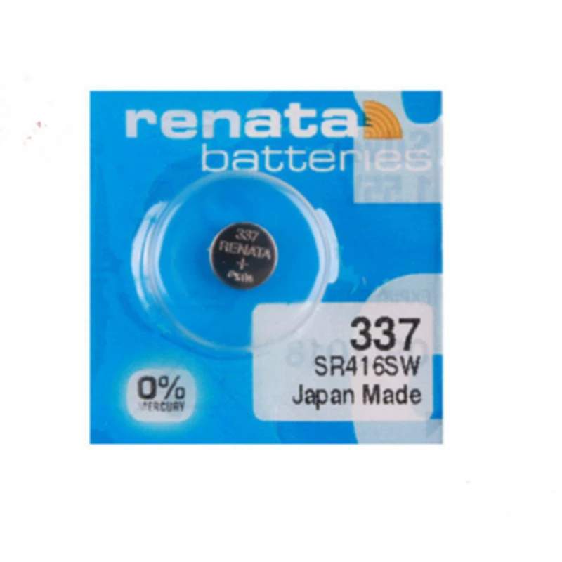 2 шт., батарейки для часов Renata 337, 337 SR416SW, 1,55 в, батарейки Bottun