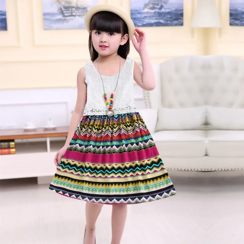 2018 Summer Fashion Girl Dress Children Floral Vest Dresses Bohemian Style Kid Beach Clothing 2-15Y L1 | Детская одежда и обувь