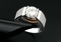 Solid 14K White Gold Quality Dramatic 5CT Brilliant Bonzer Diamond Ring for Men Wedding Classic Jewelry