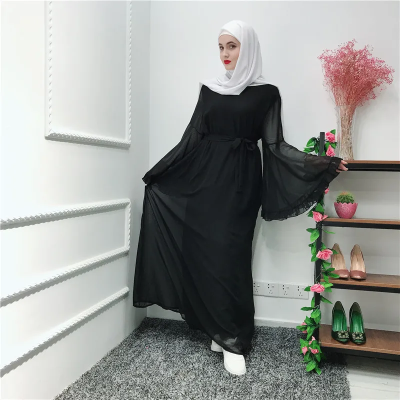Chifffon Vestidos Рамадан кафтан абайя, арабское мусульманское Макси платье кафтан Elbise Hijab Eid платья Robe Femme Musulmane
