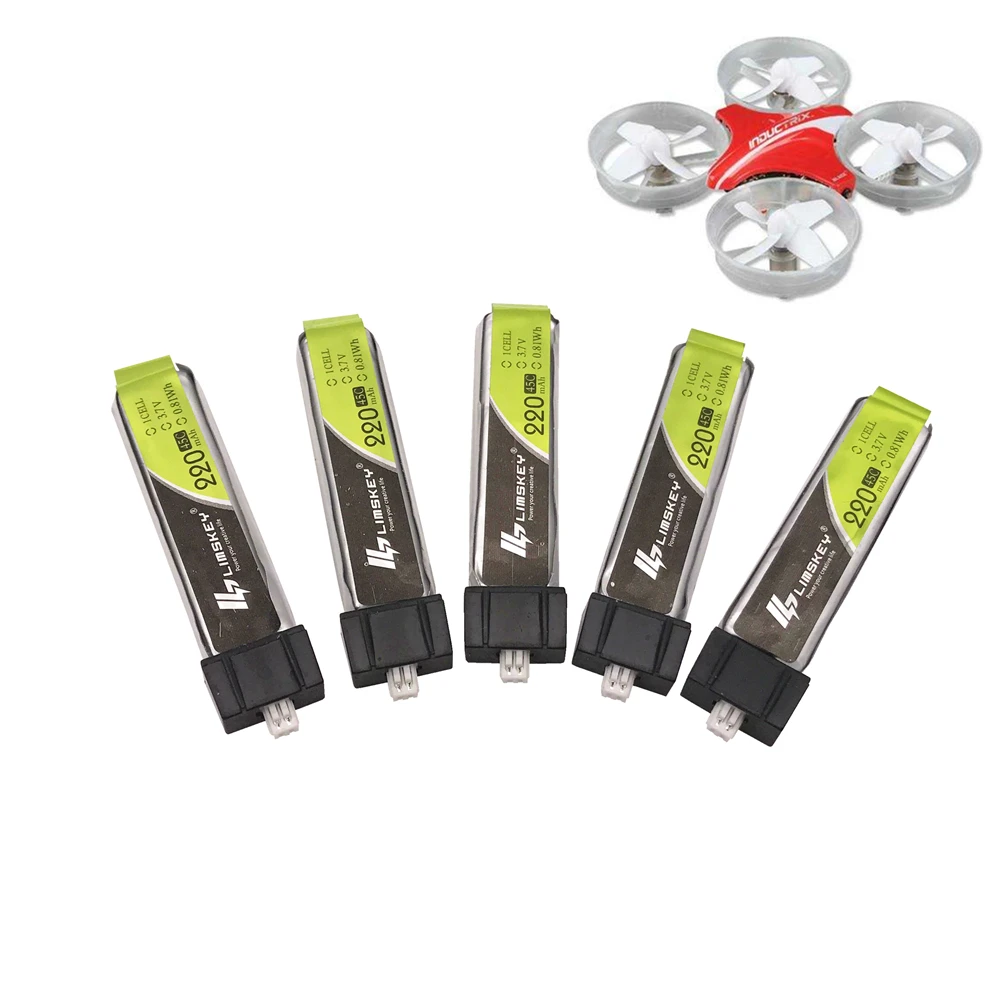 

5pcs Limskey 220mAh 3.7V 45C-90C Lipo battery Horizon Blade Inductrix FPV Tiny Whoop FPV Nano CPX Nano QX Quadcopter Mini Drone