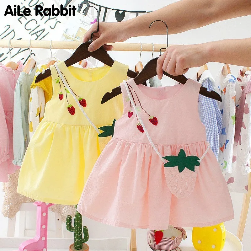 Платье для девочек Aile Rabbit розовое платье без рукавов с принтом и сумка в виде