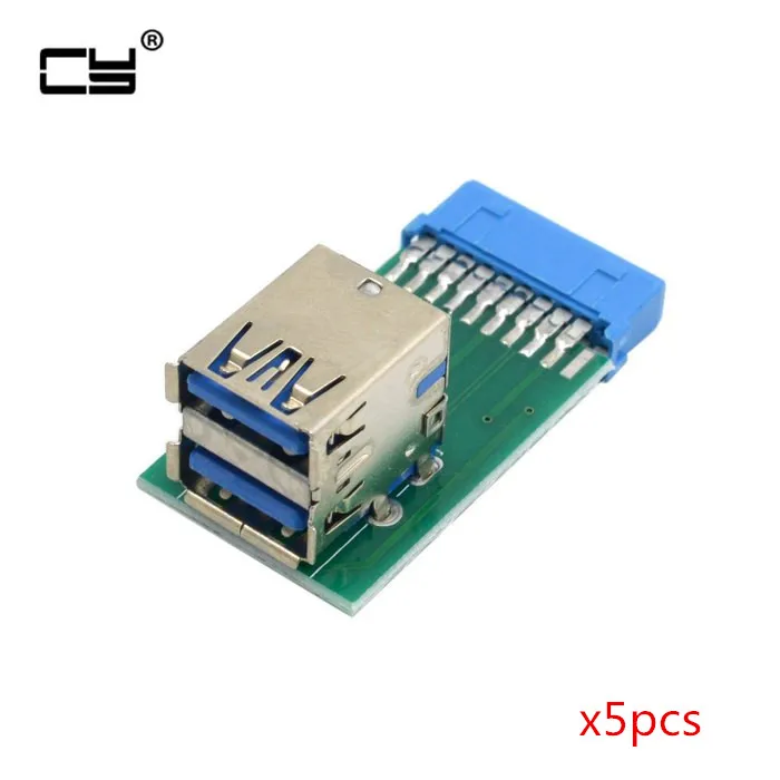 Вертикальный двойной USB 3 0 A Тип Женский к материнской плате 20 Pin Box Заголовок слот