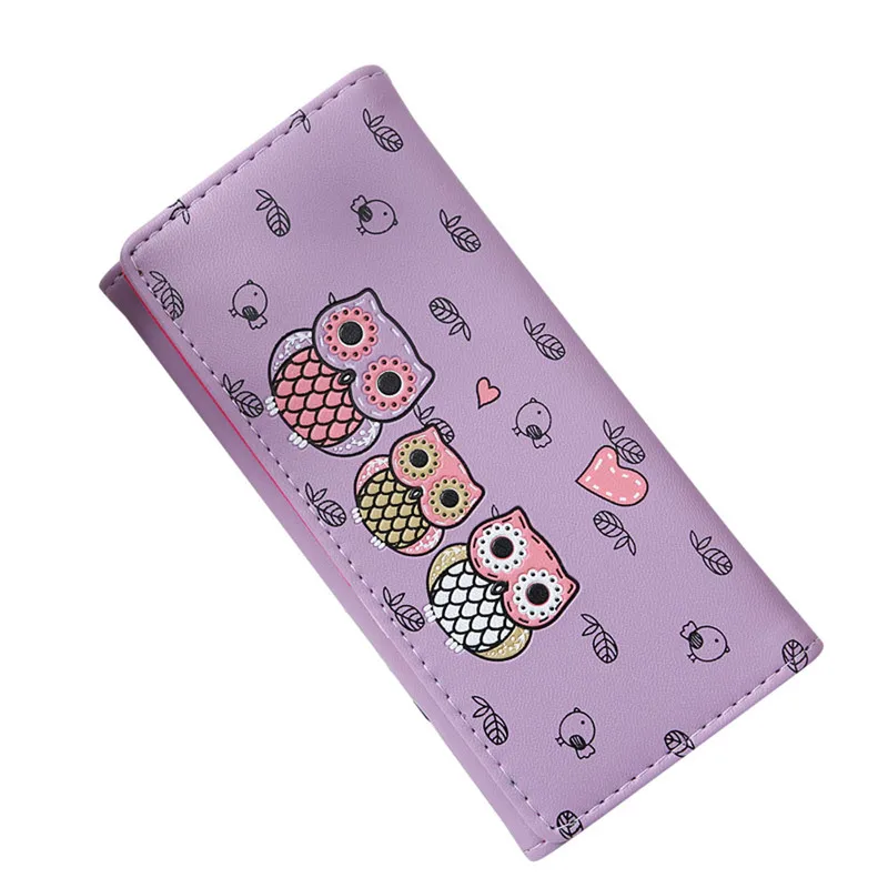 Для женщин Простые в стиле ретро с принтом Совы Длинный кошелек Портмоне
