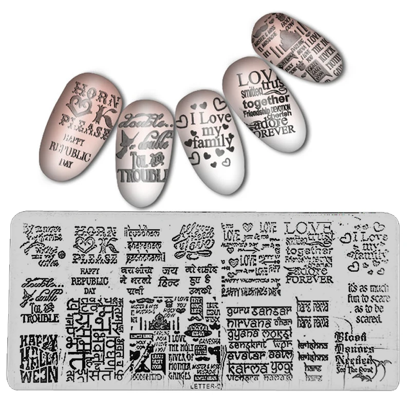 Новый Ногтей штамповки пластины Letter Pattern Nail Art Stamp Штамповка Изображения Шаблона