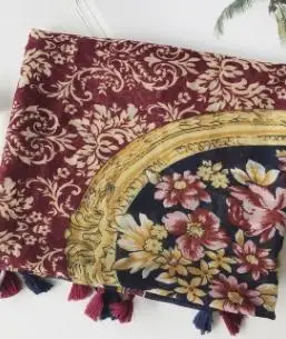 2017 New Vintage Flower Pattern Tassel Scarf Floral Shawls Headscarf Long Wrap Hijab Muffler Free Shipping |