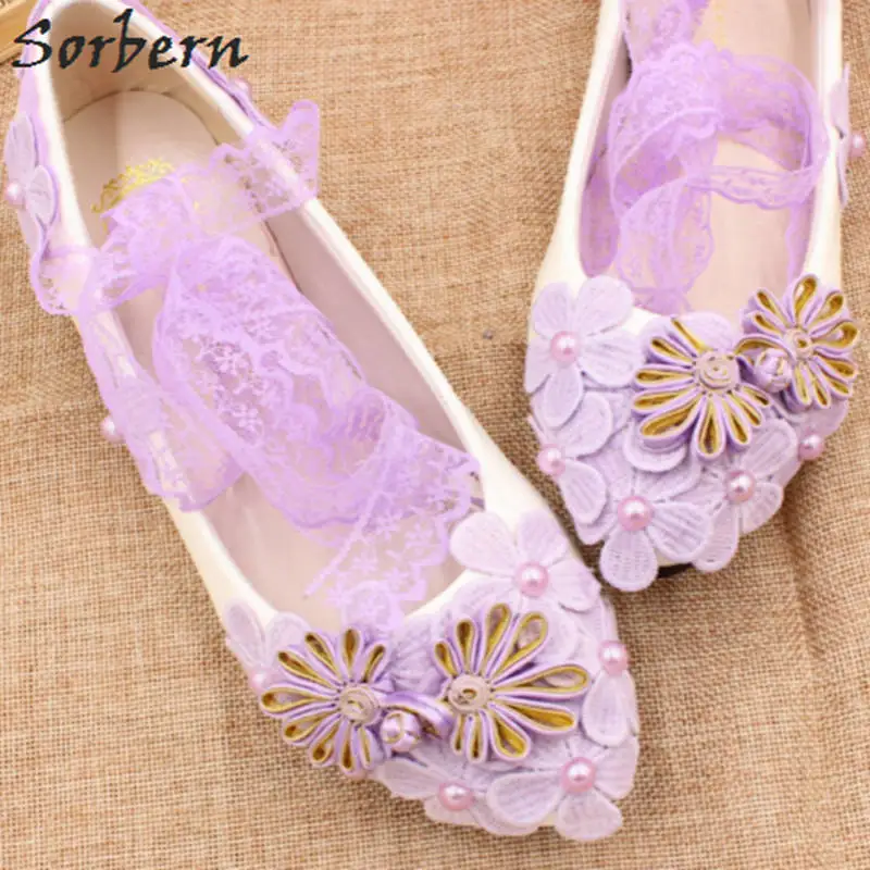 

Sorbern Pink Lace Wedding Shoes Flat Heels Chinese Knot Beaded Blush Bridal Flats Bridesmaid Shoes Pointed Toe Woman Shoes 2018