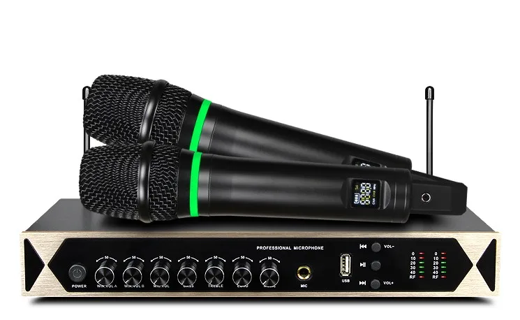 Gloden K7 UHF Bluetooth беспроводной микрофон Система эхо микрофон домашний кинотеатр аудио приемник DVD Hi-Fi плеер Rechargeble микрофон - Цвет: Gloden