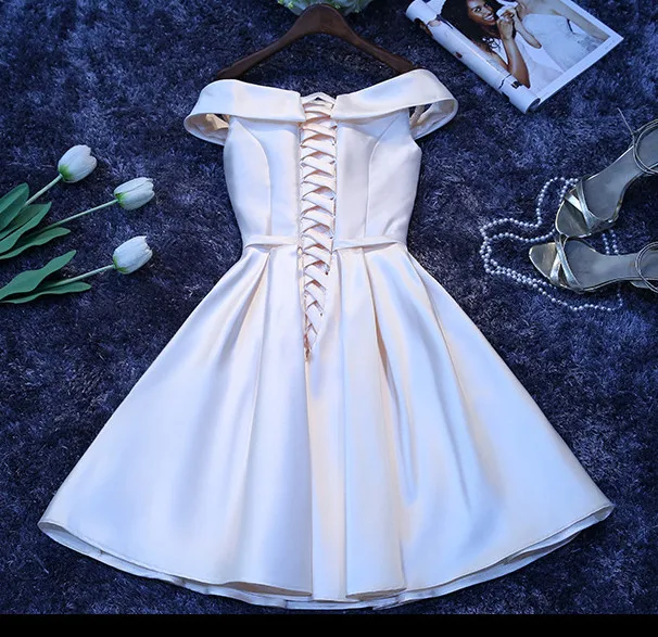 LBHS2143 # кружевные короткие платья подружки невесты с вырезом лодочкой красного и