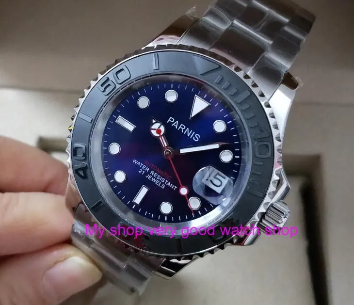 

41mm parnis blue dial Sapphire crystal 5Bar waterproof 21 jewels automatic mechanical movement men's watch Mechanical watches 9