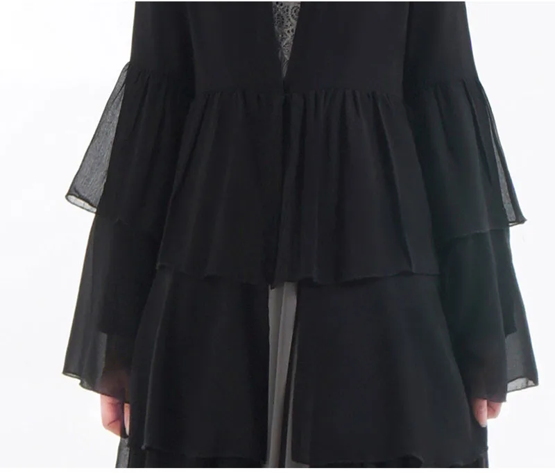 Мусульманское платье-кардиган Abaya Черное длинное шифоновое платье макси для