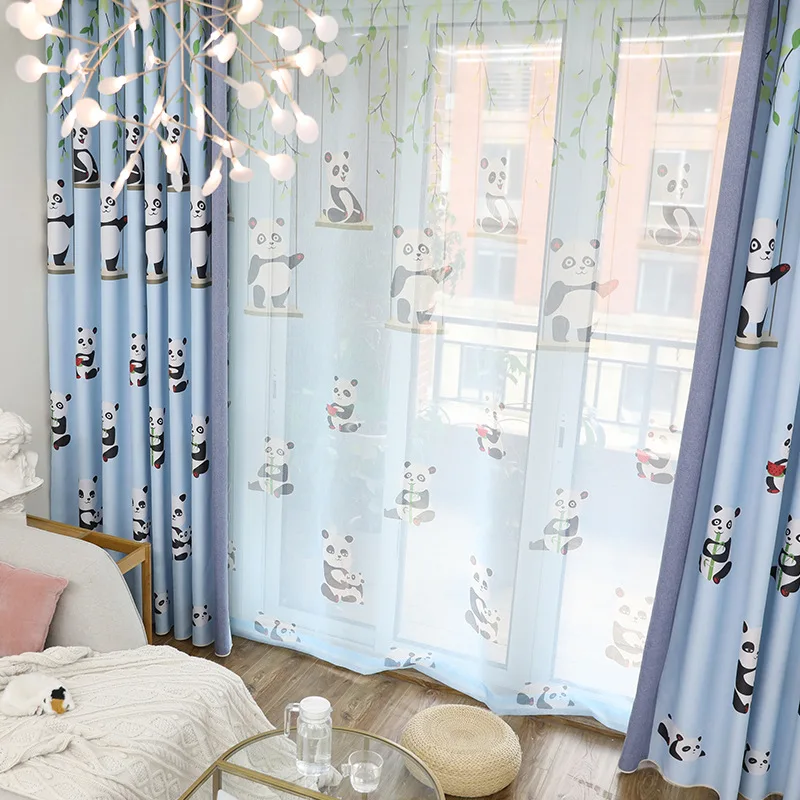 Double-sided Stitching Kids Curtains for Bedroom Cartoon Printing Blackout Living Room Green Children's | Дом и сад