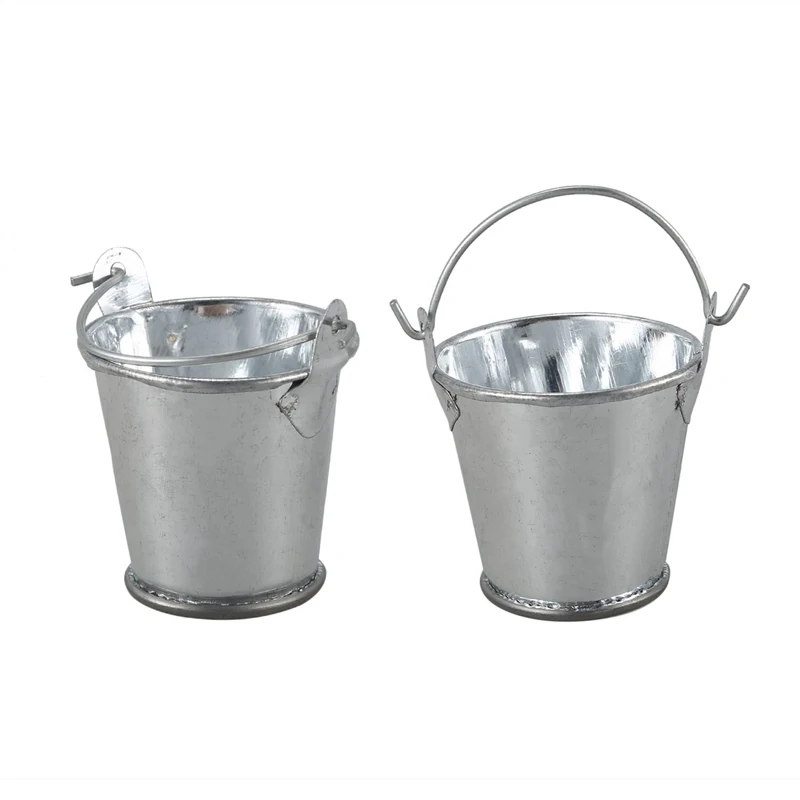 

2Pcs/1:12 Doll House Diy Metal Barrel Miniature Doll House Metal Silver Barrel Doll Decoration Toy Children's Toy Miniature Ho