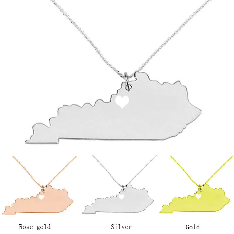 

United States Map 304 Stainless Steel Pendant Necklace USA Kentucky Pendant Rose Gold Necklace Stainless Steel Jewelry