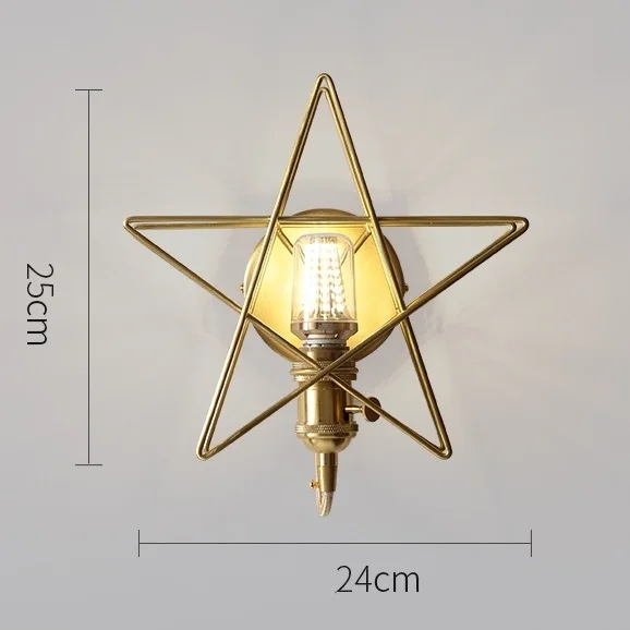 

Creative Pentagram Wall Lamps Bedroom LED Wall Light Fixtures Beside Copper Applique De Pared Bathroom Mirror Lights Lighting