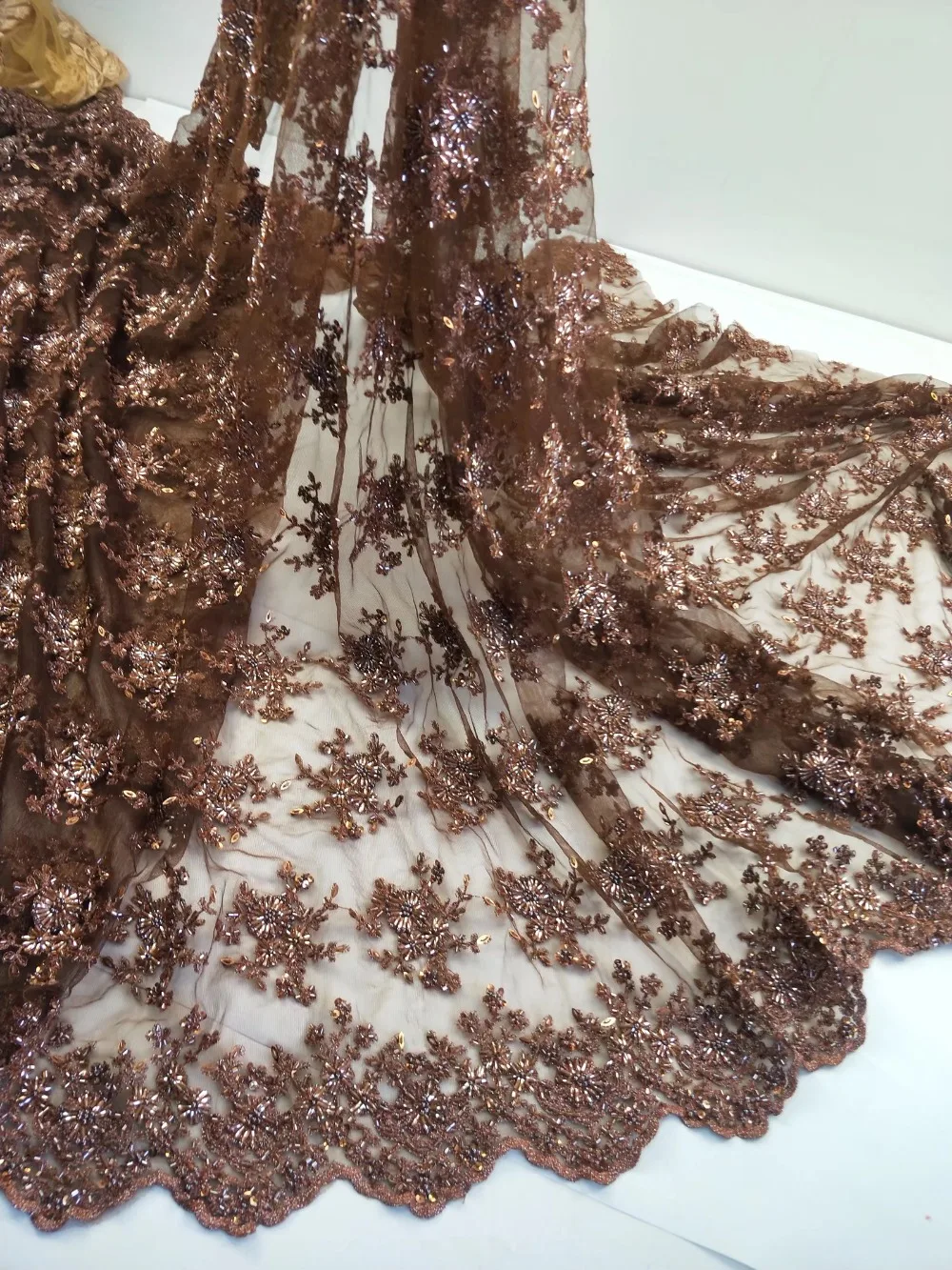 2019 Высококачественная африканская кружевная ткань для свадебного платья