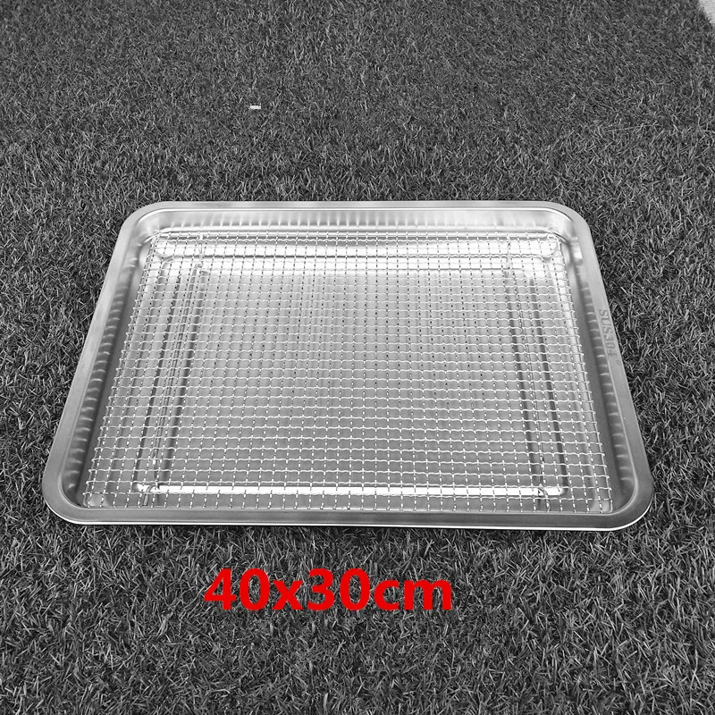 plate 40x30 add mesh Сетки для барбекю из нержавеющей стали 304, сетка для барбекю, сетка для гриля, прямоугольное для выпечки, инструмент с дренажной рамой для сушки торта - Цвет: plate 40x30 add mesh