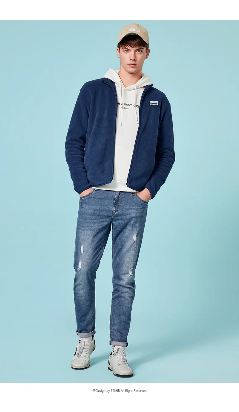 SEMIR мужская флисовая куртка с длинным рукавом на молнии мужская куртка с воротником-стойкой мужская повседневная куртка на молнии Зимняя верхняя одежда