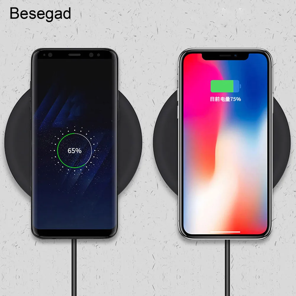 Беспроводное зарядное устройство Besegad QI для iPhone 8 Plus X 10 Samsung S6 7 9 Nokia Lumia 830 920