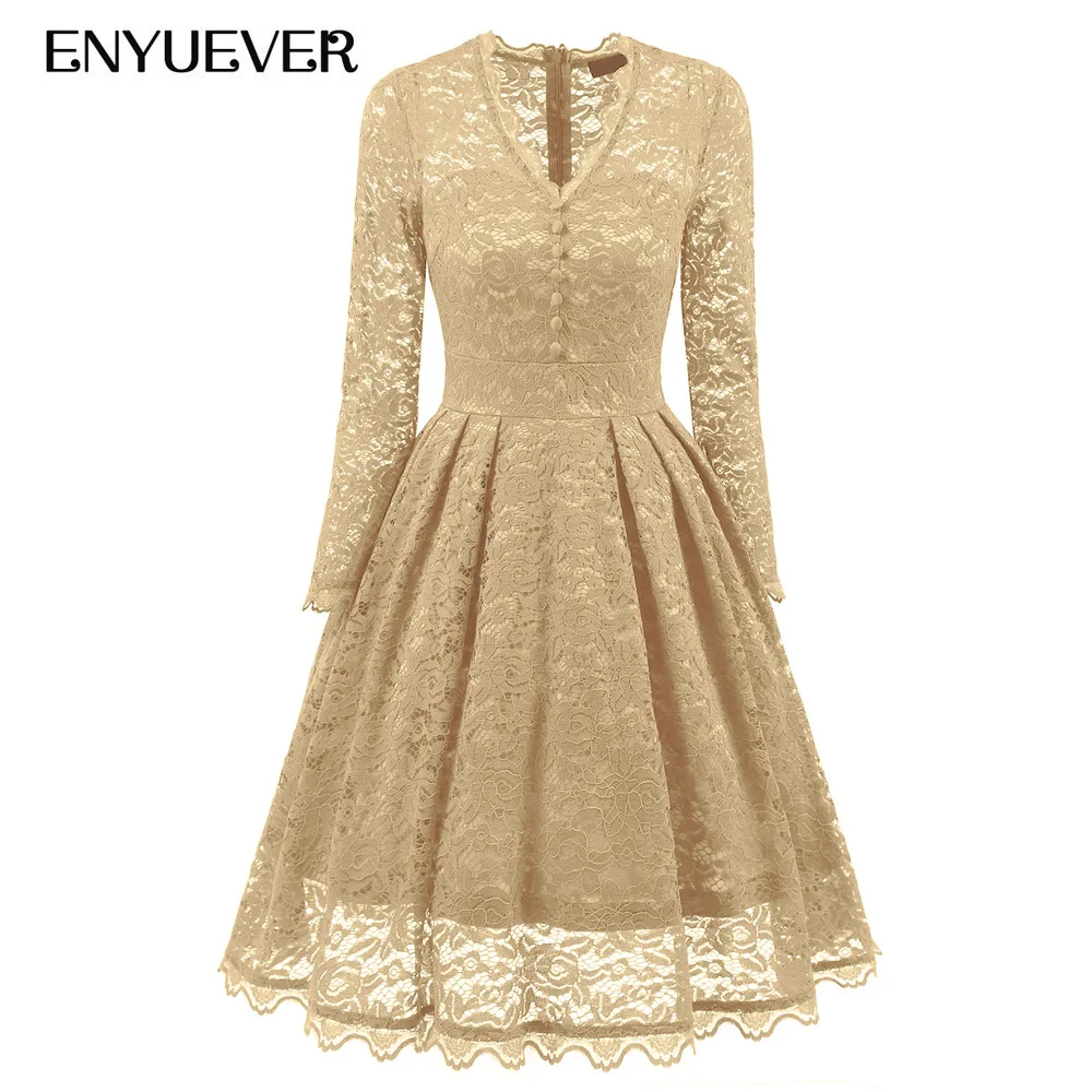 Enyuever женское кружевное платье 2019 Весна Vestidos рокабилли Винтаж 50 s Ретро