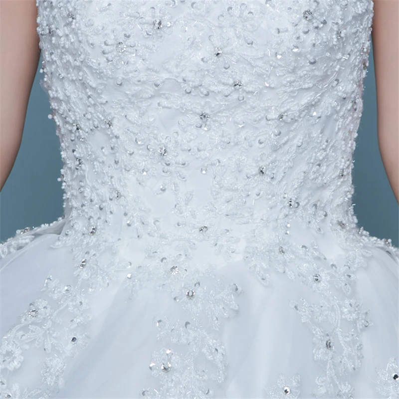 

Royal Train Wedding gowns Korean Style Boat Neck Lace Wedding Dress 2018 New Arrival Crystal Luxury Vestido De Noiva Plus Sizes