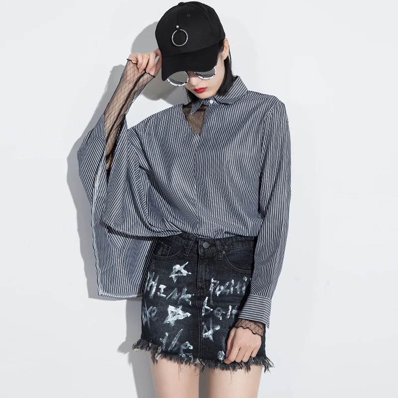 2017 Новая мода Женщины Уличная стиль хлопковые Рубашки выдалбливают С Длинным