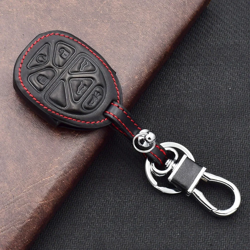 Кожаный чехол брелок для ключей ATOBABI 6 кнопок GMC Yukon Chevrolet Suburban Tahoe Smart Remote Fob Shell Cover